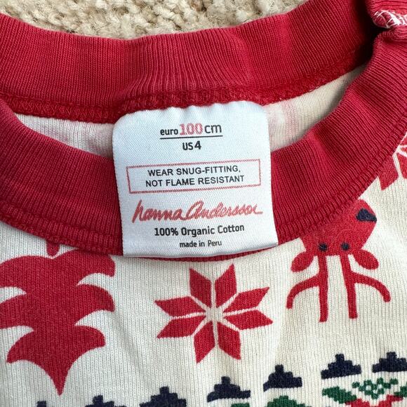 Hanna Andersson Christmas Pajama Set 100 US 4 Holiday Reindeer Unisex - Picture 4 of 7